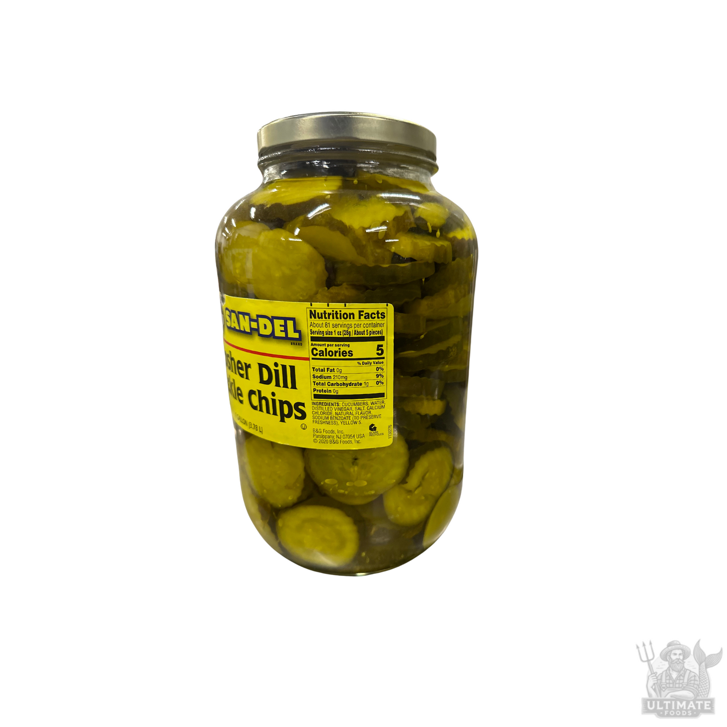 San-Del Kosher Dill Pickle Chips, 1 Gallon