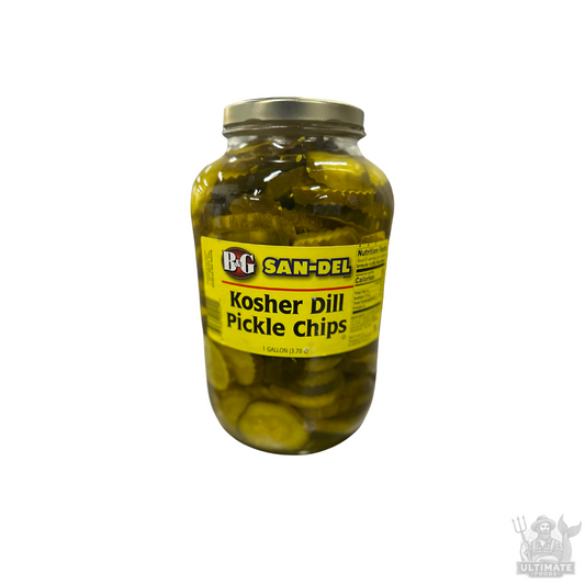 San-Del Kosher Dill Pickle Chips, 1 Gallon