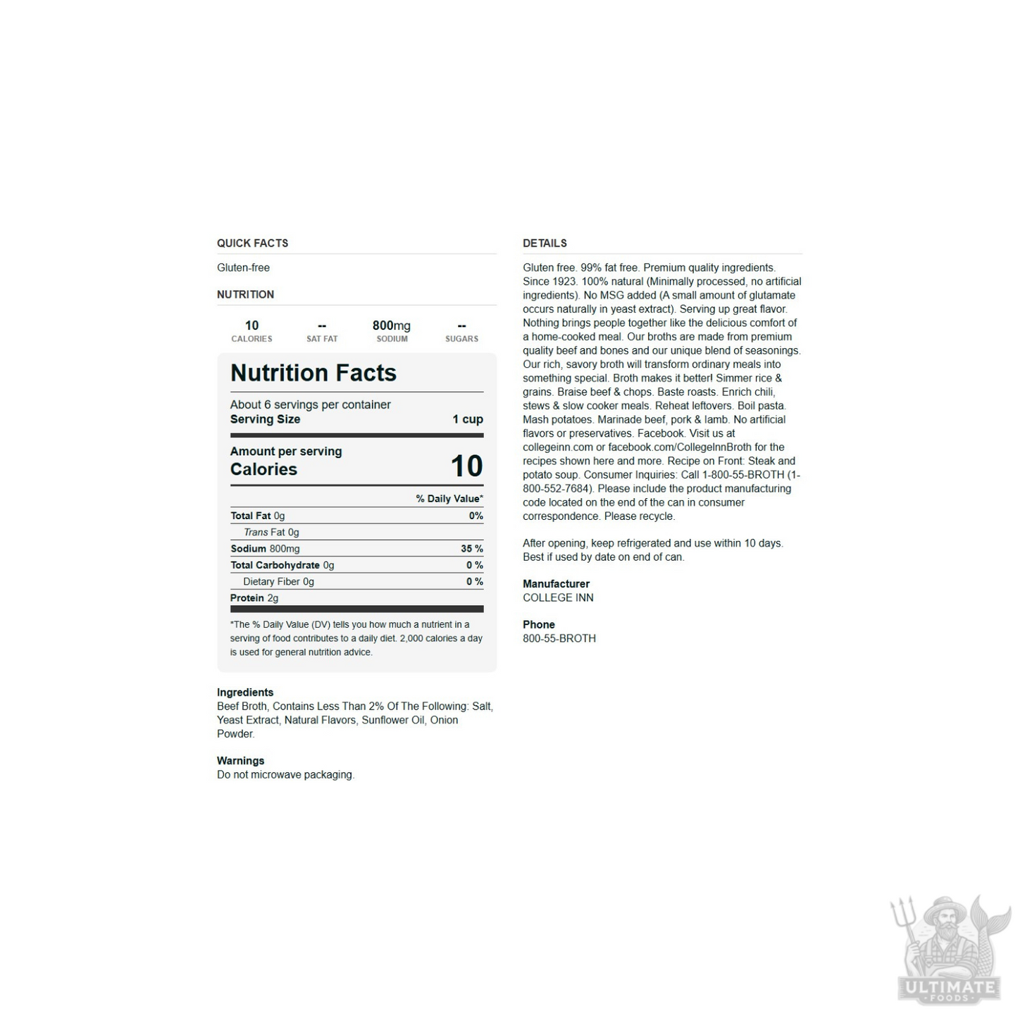 College Inn Beef Broth, 48 Ounces