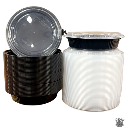 Plastic Containers Round with Lids, Choose Your Size